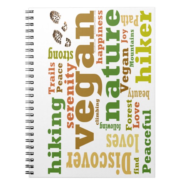 Vegan Hiker Hiking Word Cloud Notebook (Front)
