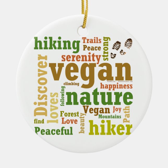 Vegan Hiker Hiking Word Cloud Ornament 2021 (Front)