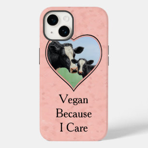 Vegan Holstein Cow and Calf Pink Heart Case-Mate iPhone 14 Case