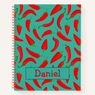 Vegan Inspired Red Chilli Pepper Print Notebook