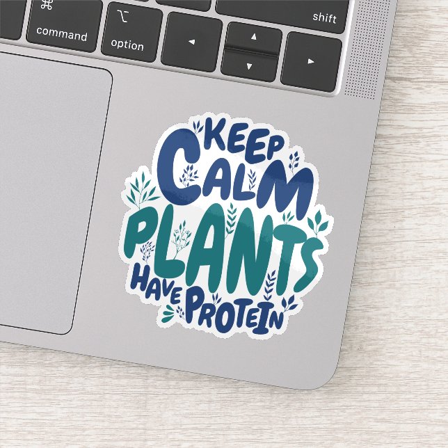 Vegan Keep Calm Plants Have Protein Vegetarian Fun (Detail)