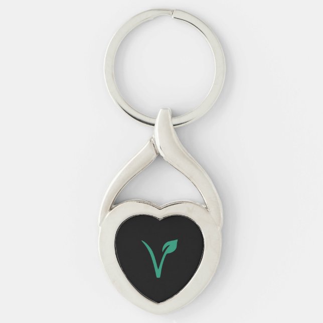 Vegan leaf symbol keychain (Front)