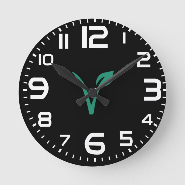 Vegan leaf symbol   round clock (Front)