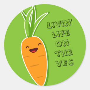 Vegan life on the veg classic round sticker