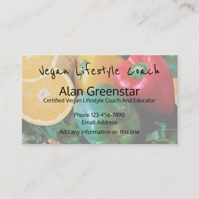 Vegan Lifestyle Coach Business Card (Front)