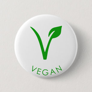 Vegan Logo Green Vegan Label Vegan Symbol 2 Inch Round Button