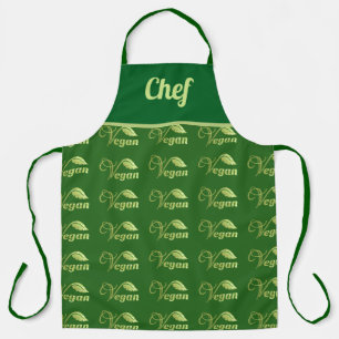 Vegan Logo Leaf Green & Gold Personalized Apron