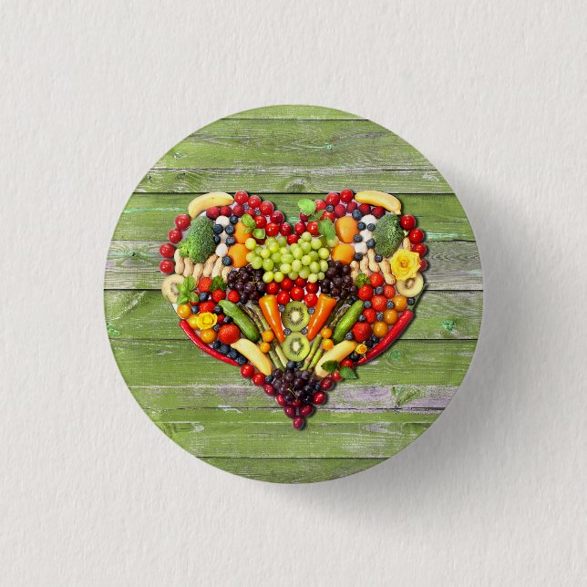VEGAN LOVE -  your Heart 1 Inch Round Button (Front)