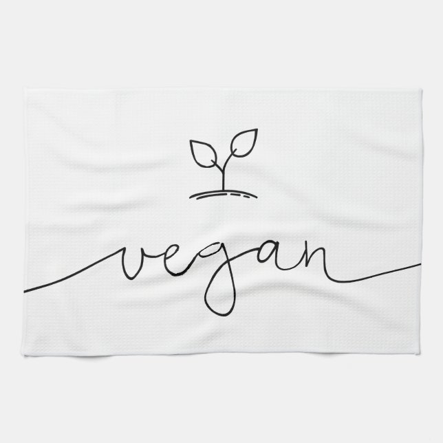 Vegan Minimalistic Custom Background Colour Kitchen Towel (Horizontal)
