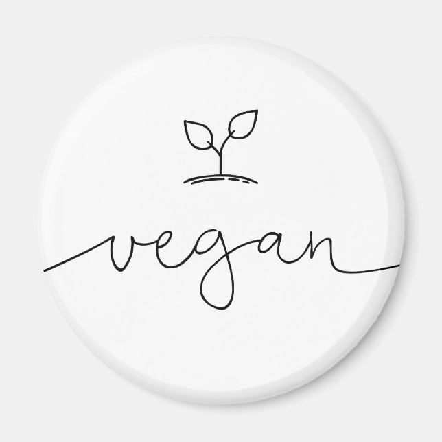 Vegan Minimalistic Custom Background Colour Magnet (Front)