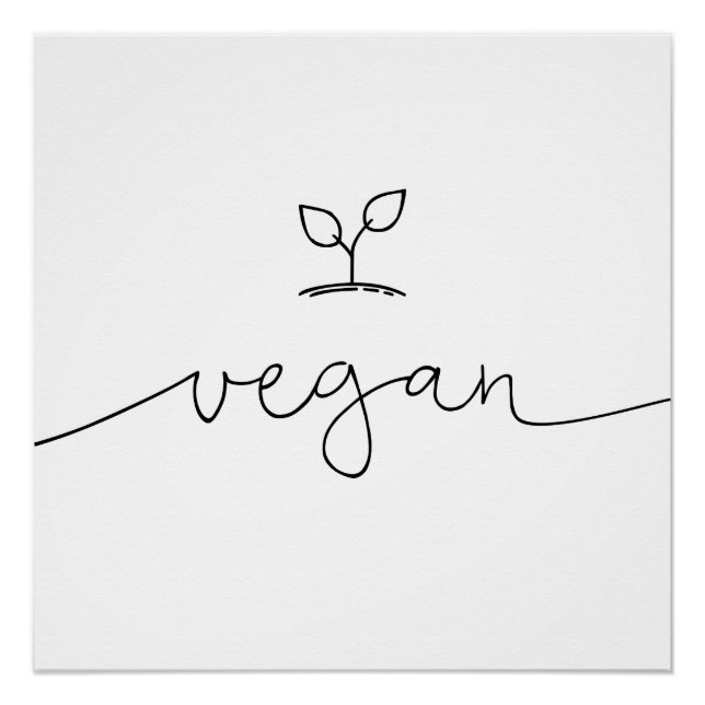 Vegan Minimalistic Custom Background Colour Poster (Front)