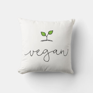 Vegan Minimalistic Custom Background Colour Throw Pillow