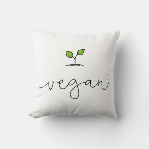 Vegan Minimalistic Custom Background Colour Throw Pillow