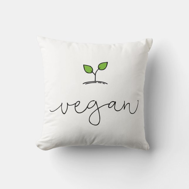 Vegan Minimalistic Custom Background Colour Throw Pillow (Front)