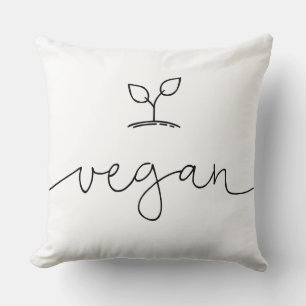 Vegan Minimalistic Custom Background Colour Throw Pillow