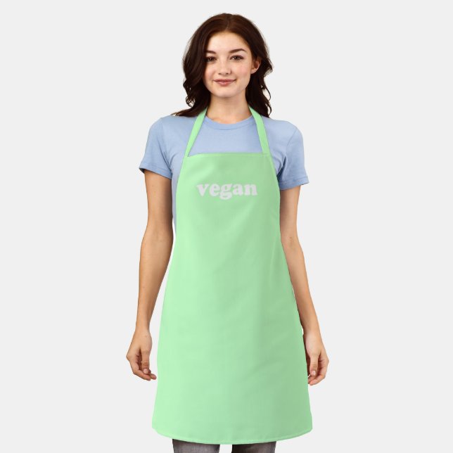 Vegan mint green white modern typography minimal apron (Worn)