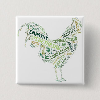 Vegan Mosaic 2 Inch Square Button