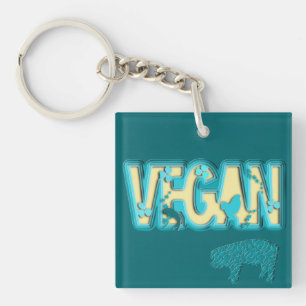 Vegan paper cut-out keychain