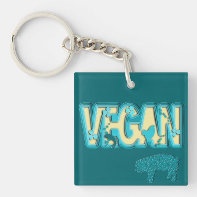 Vegan paper cut-out keychain (Front)