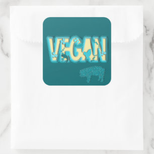 Vegan paper cut-out square sticker