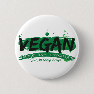 Vegan Peace Love Compassion 2 Inch Round Button