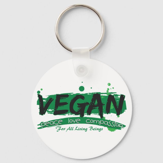 Vegan Peace Love Compassion Keychain (Front)