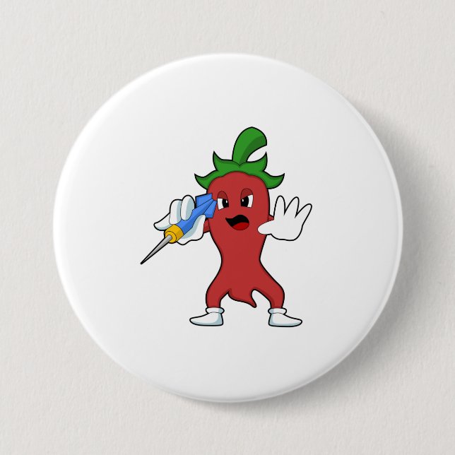 Vegan Pepper at Darts with Dart.PNG 3 Inch Round Button (Front)