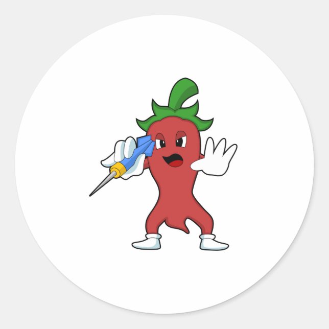 Vegan Pepper at Darts with Dart.PNG Classic Round Sticker (Front)