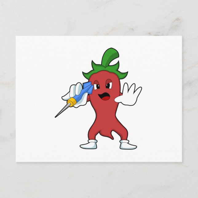 Vegan Pepper at Darts with Dart.PNG Postcard (Front)