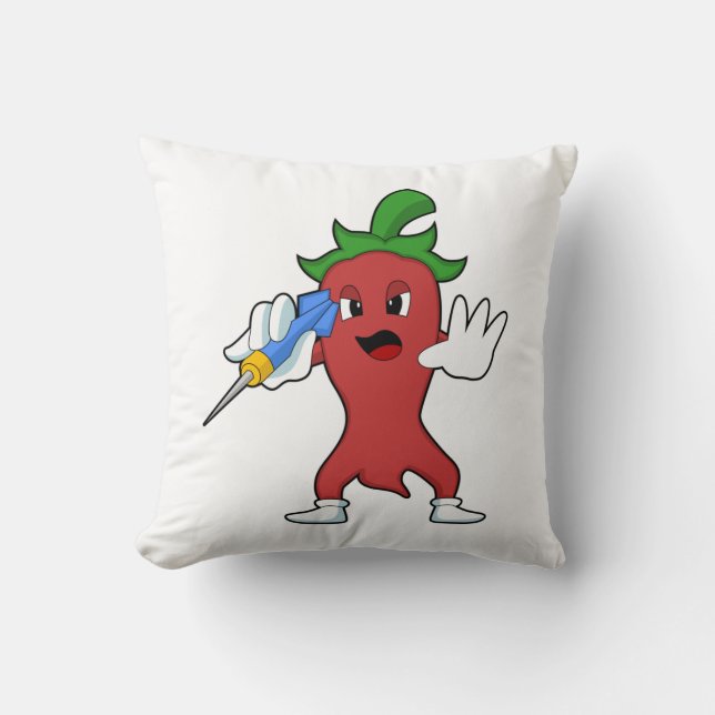Vegan Pepper at Darts with Dart.PNG Throw Pillow (Front)