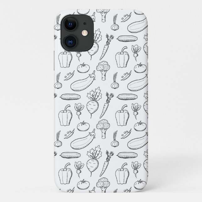Vegan phone case - doodle vegetables theme (Back)