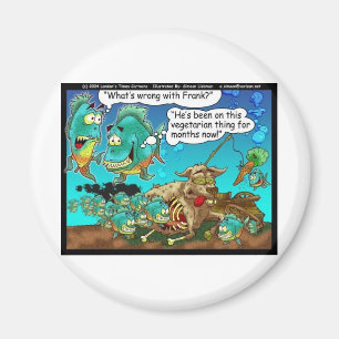 Vegan Pirahanas Funny Offbeat Cartoon Gifts Magnet