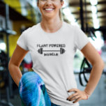 Vegan Plant Powered Muscle Weights Vegetarian T-Shirt<br><div class="desc">This design was created though digital art. You may change the style of this shirt by choosing More > under the style option. It may be personalized in the area provide or customizing by choosing the click to customize further option and changing the name, initials or words. You may also...</div>
