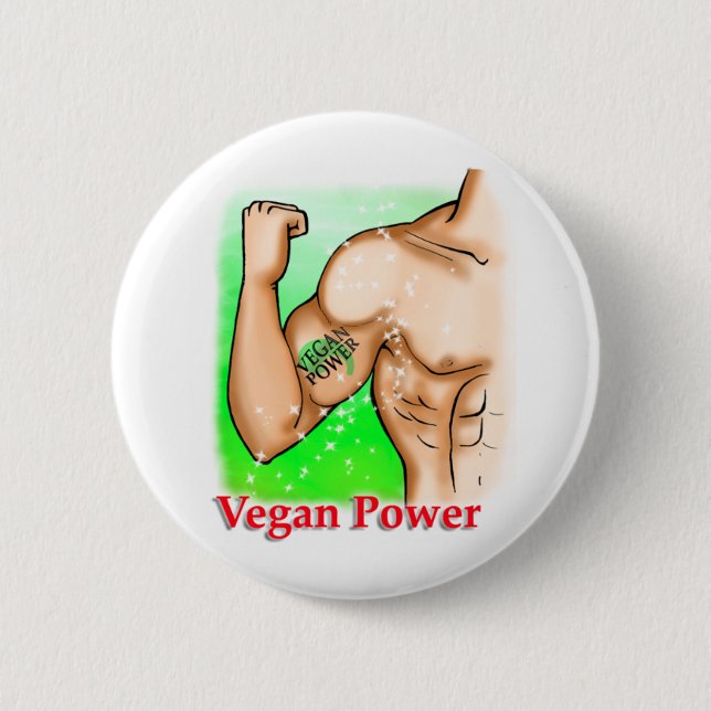 vegan power 2 inch round button (Front)