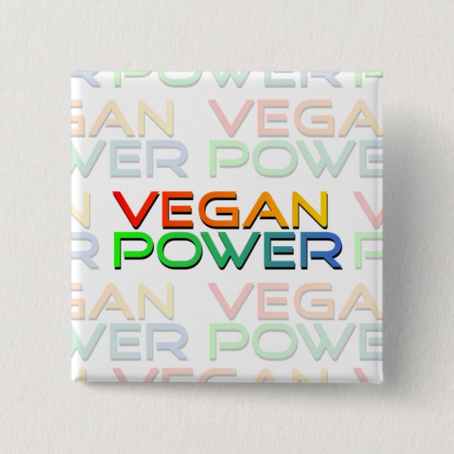 Vegan Power 2 Inch Square Button (Front)