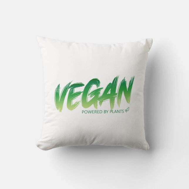 Vegan - Powered by plants Throw Pillow (Front)