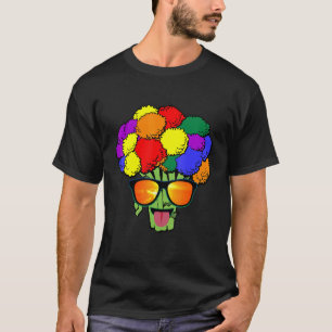 Vegan Pride Broccoli With Sunglasses Rainbow Gay T-Shirt