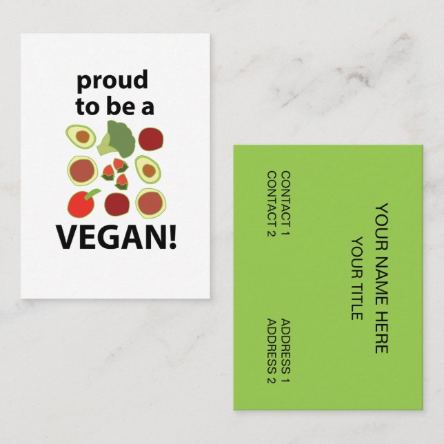 Vegan Proud To Be A Vegan Business Card (Front/Back)
