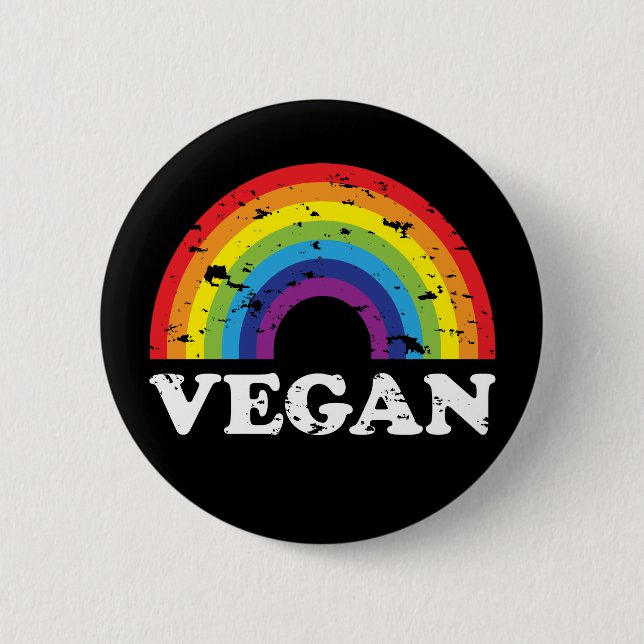 Vegan Rainbow 2 Inch Round Button (Front)