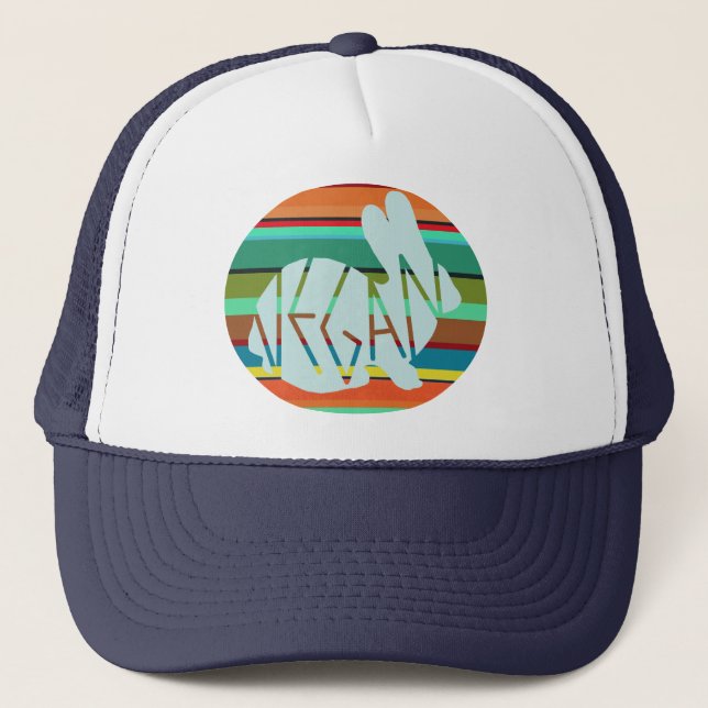 Vegan Rainbow Bunny  Trucker Hat (Front)