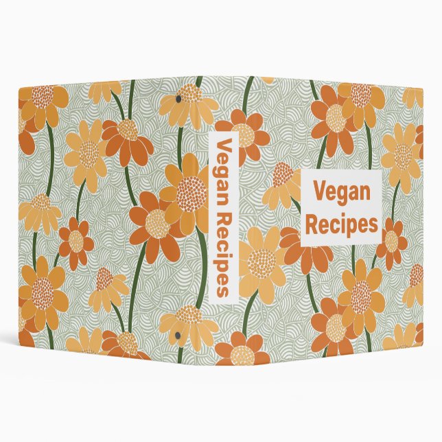 Vegan recipe book pretty retro muted 1970s flowers binder (Background)