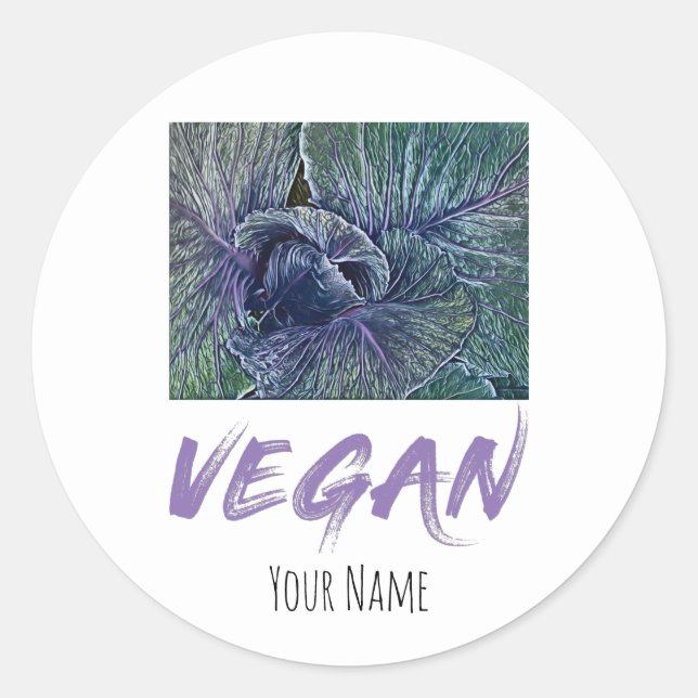 Vegan Red Cabbage Vintage gift Classic Round Sticker (Front)
