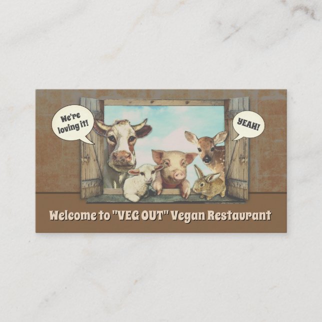 Vegan Restaurant (customizable) Business Card (Front)