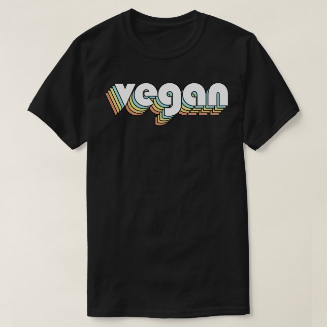 Vegan Retro Rainbow Typography Faded Style T-Shirt (Design Front)