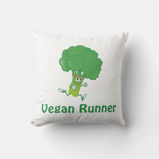 Vegan runner - Broccoli Throw Pillow (Front)