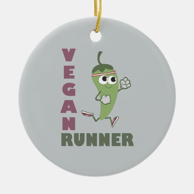 Vegan Runner - Running Pepper Ceramic Ornament (Front)