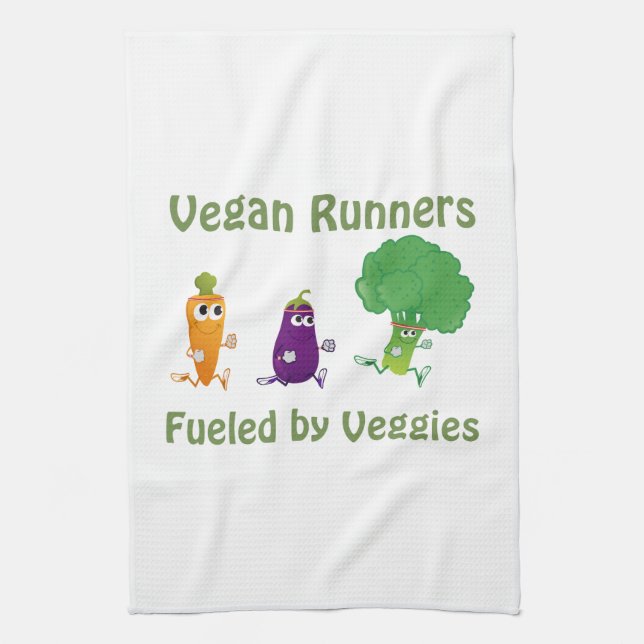 Vegan Runners - fuelled by Veggies Kitchen Towel (Vertical)