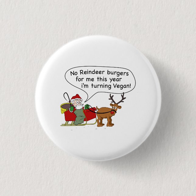Vegan Santa 1 Inch Round Button (Front)