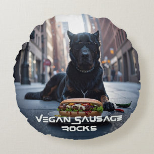 VEGAN SAUSAGE ROCKS - FUN ROUND PILLOW