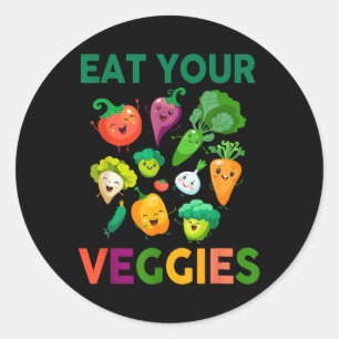 Vegan Shirt Kids Toddler Boys Eat Your Veggies Veg Classic Round Sticker
